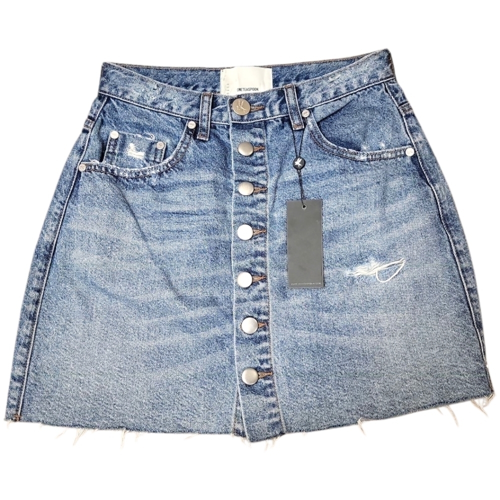 ONE TEASPOON Denim Button Front Skirt